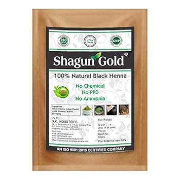 Shagun Gold 100% Pure & Natural Black Henna Powder Hair Color for Hair Coloring & Scalp Conditioning - No Ammonia or PPD (100Gm)