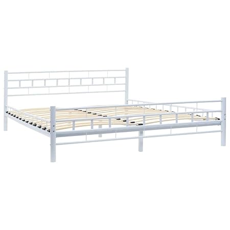 vidaXL Metallbett Lattenrost 160x200cm Weiß Schlafzimmerbett Bettgestell Bett
