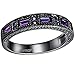BOHG Jewelry Womens Black Gold Plated New Fashion Mysti Purple Amethyst Cubic Zircon Crystal Ring Wedding