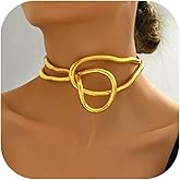 Peraca Cris Snake Necklace Chunky Gold Silver Bendable Choker Halloween Jewelry Adjustable Snake Shape Necklaces Gothic Halloween Medusa Costume Jewelry for Women