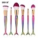 Cinidy 6 Pcs Mermaid Makeup Brush Set Synthetic Kabuki Foundation Blending Blush Eyeliner Face Powder Brush Makeup Brush Kit Beauty Cosmetic Tools (Colorful)