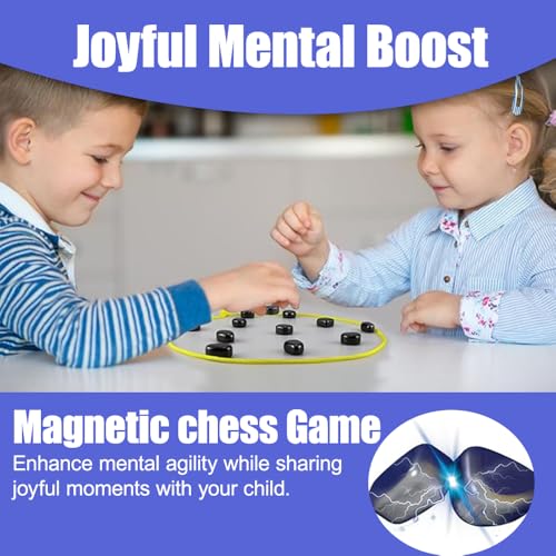 Magnetic Chess Game with 20 Stones and Rope – Portable Educational Magnetic Strategy Set, Party & Travel Game for Ages 9+, Chess Party Supplies for Family Gathering and Travel