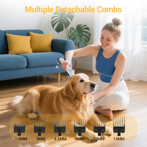 KAEFUYS Professional Long Hair Dog Clipper Powerful Motor 7000 RPM LED Display and IPX7 Waterproof Hair Clipper for Pets Long and Thick Hair with Wireless Design for Dogs and Cats