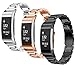 Charge 2 Accessories Bands for Fitbit, SailFar 3PCS Stainless Steel Metal Replacement Bracelet Strap Wrist Smart Watch Band for Fitbit Charge 2 HR, Small/Large, Men/Women, Silver, Rose Gold, Black