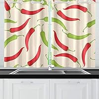 XINGCHENSS Green Pepper Vegetable Green Creative Kitchen Curtains Window Curtain Tiers for Café, Bath, Laundry, Living Room Bedroom 26 X 39 Inch 2 Pieces