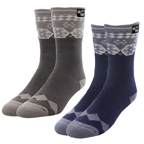 DG Hill 2 Pairs of Mens Thick Heat Trapping Thermal Socks Pack