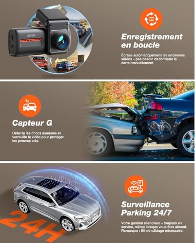 iZEEKER 4K Car Dashcam, Built-in Wi-Fi 6, Free 32G SD Card, 4K+1080P Dual Camera, 2.99" IPS Screen, App Control, Night Vision, G Sensor, Loop Recording, 24H Parking Mode