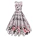 GAESHOW 1950s Vintage Retro Floral Printed Hepburn Dress Sleeveless Cocktail Prom Dresses for Women