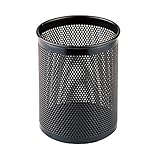 Comix 4.1" Height Metal Pen and Pencil Holder, Oval Shaped, Wired Mesh Design, Durable Metal - Black (B2002BK)