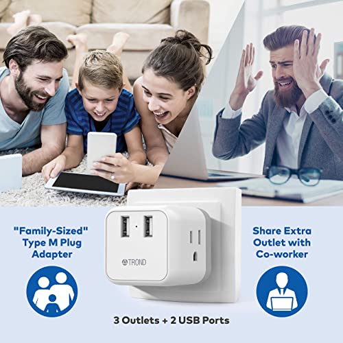 South Africa Power Adapter, TROND Safe Grounded Travel Plug Adapter 2