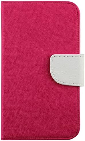 NEX 3-In-1 2 Tone Wallet Case with Wrist Strap for Samsung Galaxy Mega 6.3 I9200 - Retail Packaging - Rose Red/White