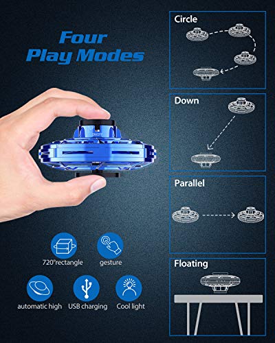 Flying Toys, Hand Operated UFO Drone with LED Light 4 Playing Mode USB Rechargeable Mini Flying Ball, Gifts Toys for Boys Girls Teens and Adults