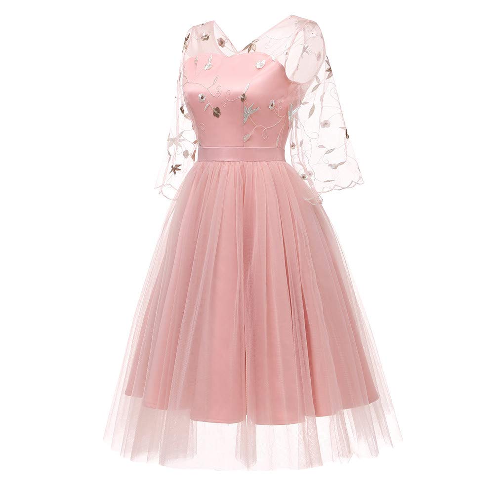 Robe Cocktail Mariage Frenchenal Femme Retro Dentelle Broderie