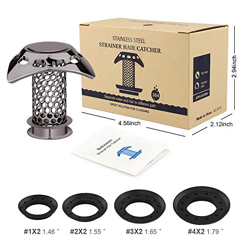 Betheaces Drain Hair Catcher Bathtub Hair Trap Stainless Steel Shower Drain Strainer Sink Cover Protector Plug Fast Water Anti-Rust No Mold Support Drain Sizes from 1.35''to 1.75'' (Gun-color)(2 Pack) - Thumbnail 6