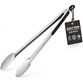 Grill Tongs, 17 Inch Extra Long Stainless Steel BBQ Tongs (17", 1PC) | UP to 600 &deg;F | For Cooking/Serving/Grilling | Heat-Resistant | Dishwasher Safe