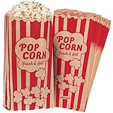 Popcorn Bags Kraft Paper Red Printed Vintage Retro Style 125 Pcs Large 11" X 5" X 3" - Coated - Oil / Grease Proof - Prevent Salt Popcorn Seasoning Popcorn Kernels & Pop Corn Oil to Drop