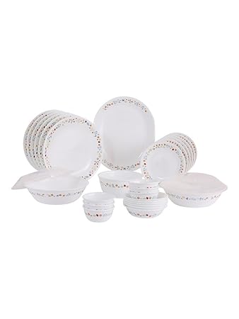Corelle Livingware Plus Ditsy Flora Glass Dinner Set, 30-Pieces, Multicolour