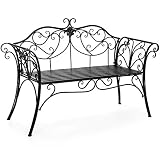 Best Choice Products 52-inch 2-Person Decorative Metal Iron Patio Garden Bench Outdoor Furniture for Front Porch, Backyard, Balcony, Deck w/Elegant Scroll Details, Rolled Armrests, Black