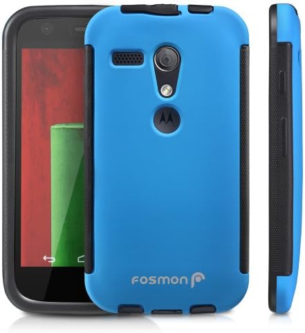 Fosmon HYBO-SNAP Durable Full Body Protection Hybrid Case with Built-In Screen Protector for Motorola Moto G (1st Generation Only) / Motorola DVX - Retail Packaging (Blue)