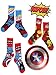 Marvel Avengers Spider-Man Iron Man Captain America Boy's 3 pack Crew Socks Set (Shoe: 10-4 (Sock: 6-8), Blue/Red)