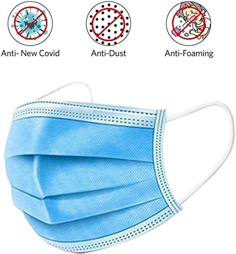 Honzen 30Pcs Disposable Earloop Face Ma sks, 3-Layers Respirator Cover for Personal Health Protection Blue Color