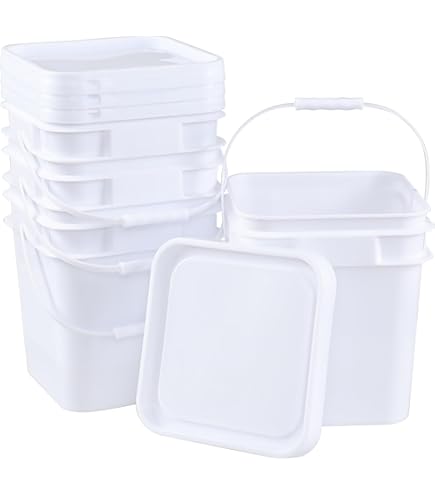 Lenuosen 8 Pcs Plastc Bucket Wth Handle And Ld Durable Heavy Duty