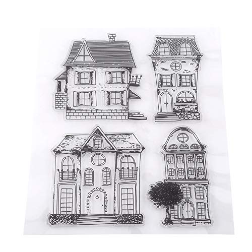 Clear Stamps Silicone Stamp Cards House Pattern Transparent Silicone Cartoon Stamps for Card Making Decoration and DIY Scrapbooking Embossing Album