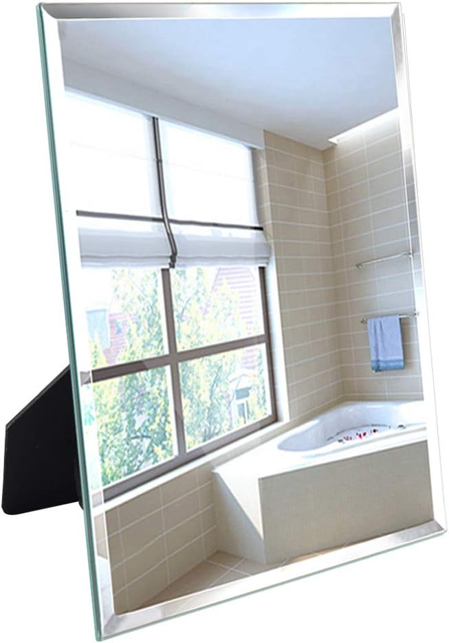Calenzana Frameless Mirror Wall Hanging and Desk Standing, Compatible with Makeup Vanity Mirrors,10.6x13 inch: Furniture & Decor