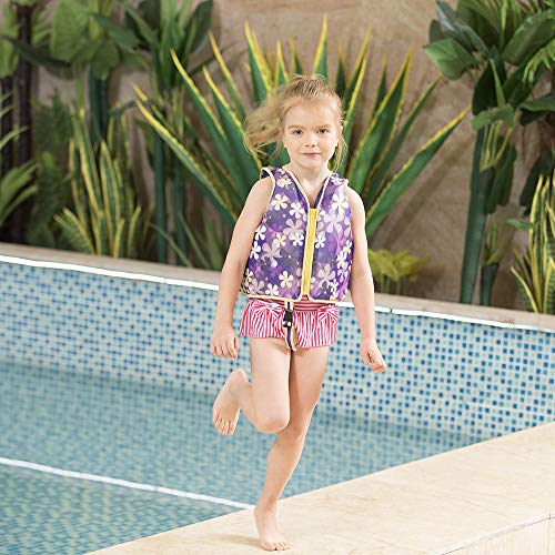 Megartico Swim Float Vest Kids Childrens Swimming Jacket Buoyant Aid (Purple Sakura, Medium)