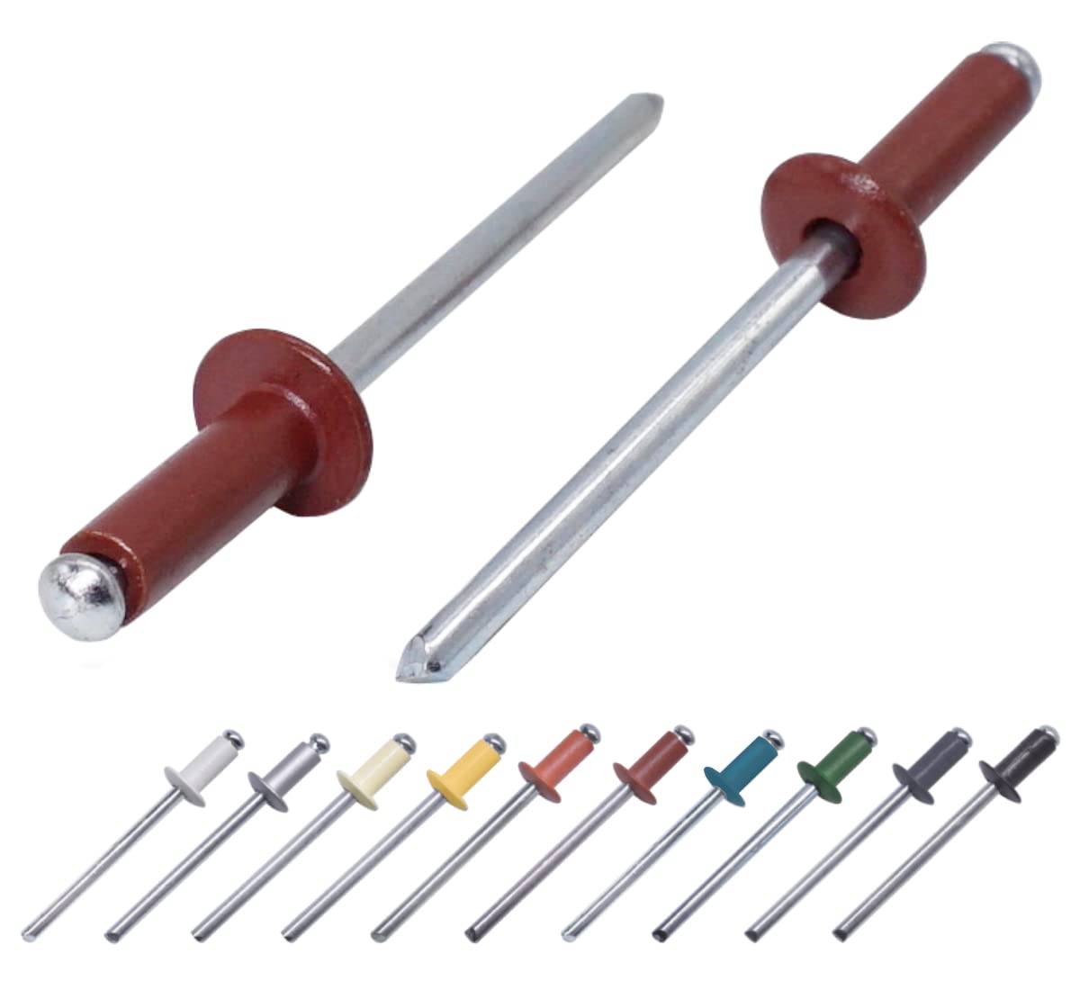 (Pack of 80 pcs) Painted Blind Rivets 4.0 x 12 mm, Dome Head, DIN 7337, Aluminum Rivet and Steel Mandrel, Pop Rivets (80, Oxide Red RAL 3009)
