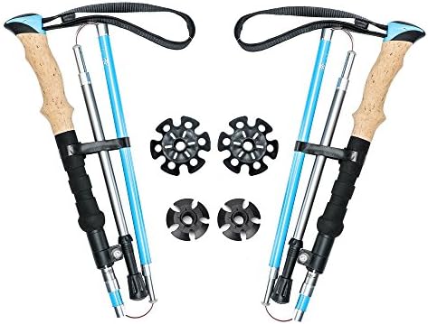 Otrestodyl Lightweight Trekking Poles Collapsible, Foldable Walking Sticks for Hiking, 1 Pair