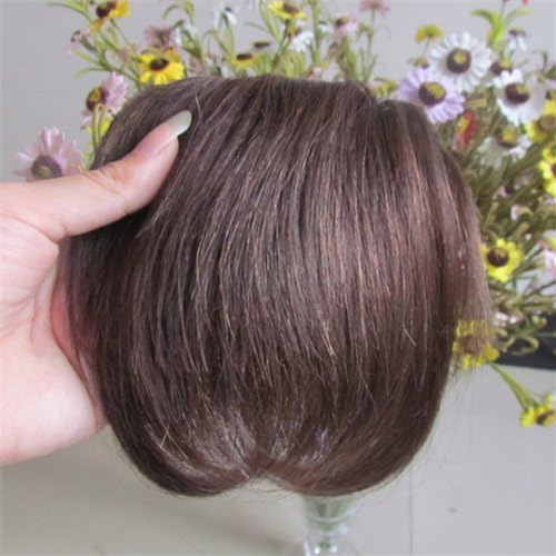 Girls False Bangs Neat Fringe Hairpiece Side Clip-on Hair Extensions Extension MediumBrown