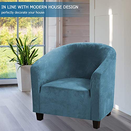 TOPCHANCES Tub Club Stuhlbezüge, halbrund, Sesselbezug, Sofabezug, Stretch-Samtstoff, weich, waschbar, Möbelschutz für… – Bild 3