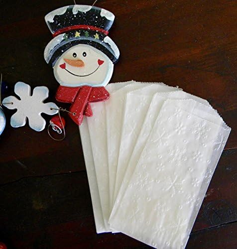 Snowflake Glassine Bags, Wax Food Bags, Christmas Treat Bags, Wedding Favor Bags, Food Bags, Cookie Bags, Candy Bags, Set of 20