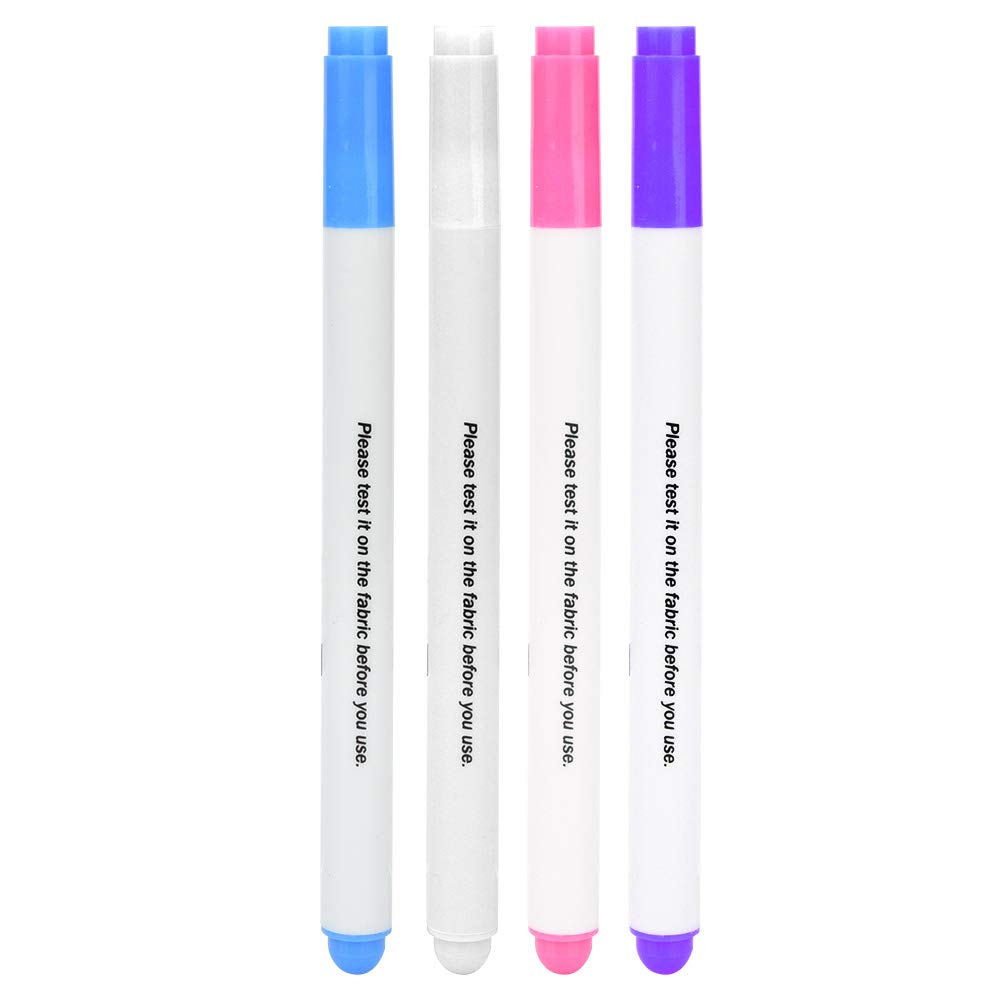 Water Erasable Fabric Marking Pens, 4pcs Water Soluble Pen Washable Sewing Pens Patchwork Dressmaking Temporary Fabric Pens for Sewing Projects