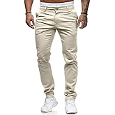 Mens Chinos Slim Fit Stretch Flat-Front Skinny Dress Pants