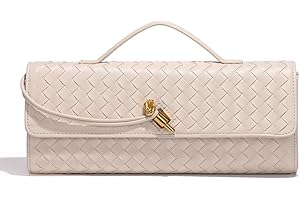 Dreubea Women's Handmade Woven Evening Bag Casual Leather Shoulder Handbag Fashion Crossbody Clutch Purse