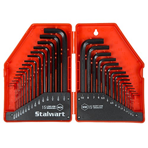 Stalwart 75-HT3010 Combo SAE & Metric Hex Key Wrench Set, 30 Piece