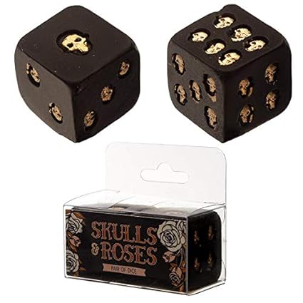 Generic Gothic Black and Gold Set of 2 Skull Dice
