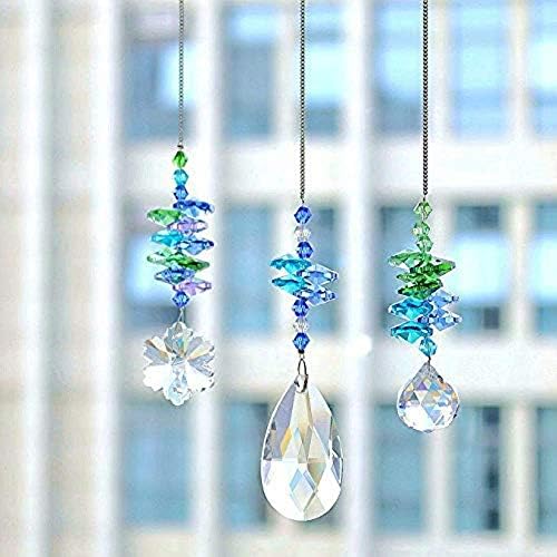 SunAngel Colored Crystals Prisms Hanging Ornament Octogon Chakra Crystal Pendants for Home,Office,Garden Decoration(AB Color)