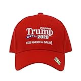 Trump 2020 Keep America Great Campaign Embroidered US Hat | Baseball Ball Cap | Hook and Loop Back Closure (Ball Cap Red)