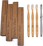Mother's Vault Biodegradable, Eco-Friendly Bamboo Toothbrush (Children's 6inch) w/ BPA-Free Soft Nylon Bristles - Natural Dental Care for Men & Women (4 Toothbrushes)