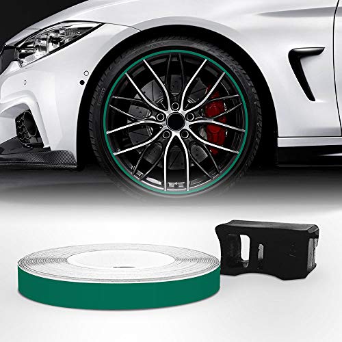 Quattroerre Refractive Wheel Trim for Car Wheels with Applicator Tool, Green
