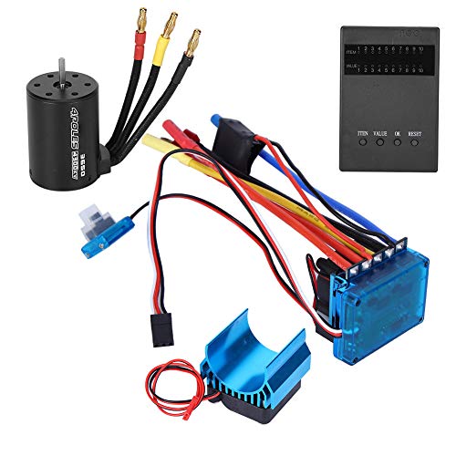 VGEBY Brushless Motor Combo, 3650 4300KV Motor+ ESC Electronic Speed Controller + Heat Sink + Programming Card Set Fit for 1/10 RC Car (620A)