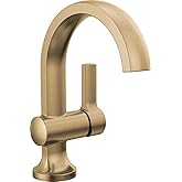 Delta Albion Brushed Gold Bathroom Faucet 1 Hole, Single Hole Bathroom Sink Faucet for Vanity, Metal Push-Pop Drain Assembly, Champagne Bronze 15855LF-CZ