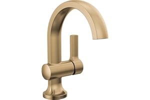 Delta Albion Brushed Gold Bathroom Faucet 1 Hole, Single Hole Bathroom Sink Faucet for Vanity, Metal Push-Pop Drain Assembly, Champagne Bronze 15855LF-CZ
