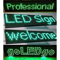 goLEDgo 6.5" x 25.3" Ultra Bright Green Programmable Scrolling LED Sign - Self-Outdoor UVproof LED Display Metal Case (6.5"x25.5"x1.2", Green)
