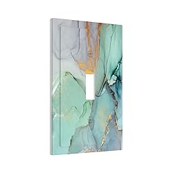 Teal Blue Abstract Marble Light Switch Cover Single