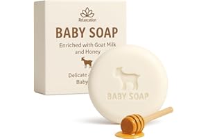 RELAXCATION MADE IN USA Baby Soap Bar with Goat Milk and Honey - Naturally Cold Processed from Organic Ingredients - Delicate for Newborn Skin, Gift for babys, Kids, Toddlers and Adults - Handmade in USA