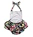 One Piece Redbub Floral Ruffles Rompers Bathing Suits Dress with Headband (Small,Black)